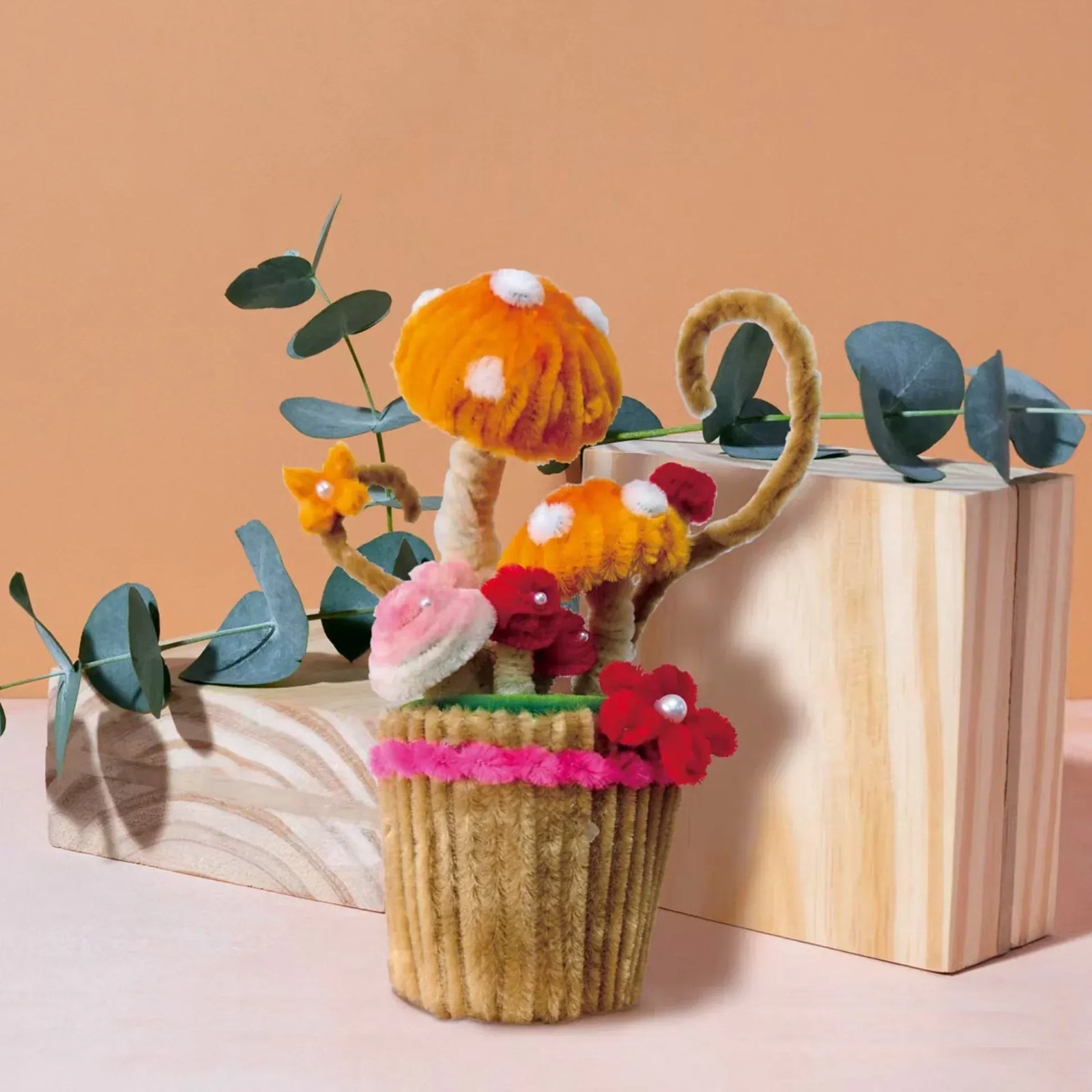 Hands Craft Gifts Chenille Mushroom Cupcake Craft Kit