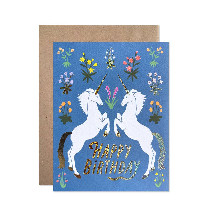 Hartland Cards Cards Happy Birthday Blue Unicorns