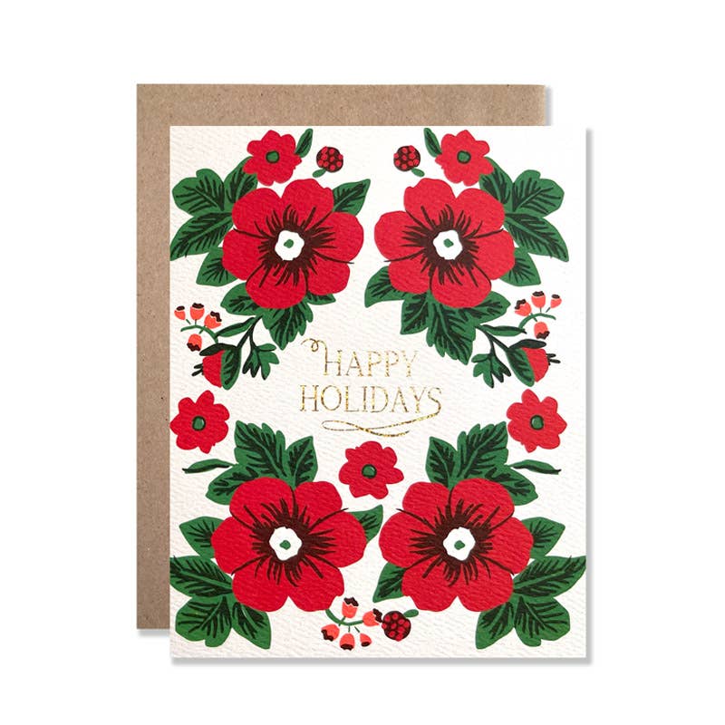 Hartland Cards Cards Happy Holidays Floral Set of 8