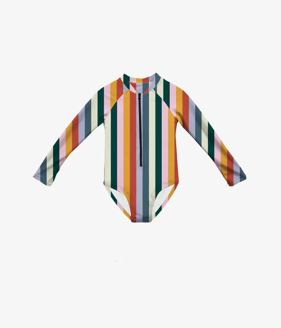 Headster Kids Baby Vertical Delight LongSleeve One Piece Swimsuit - Pine Tree