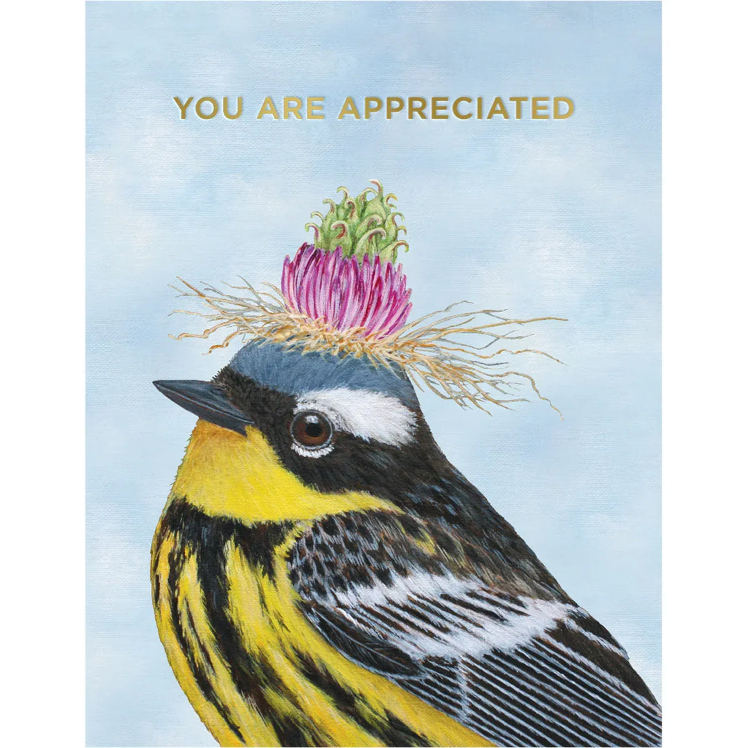 Hester & Cook Cards You Are Appreciated Warbler Card