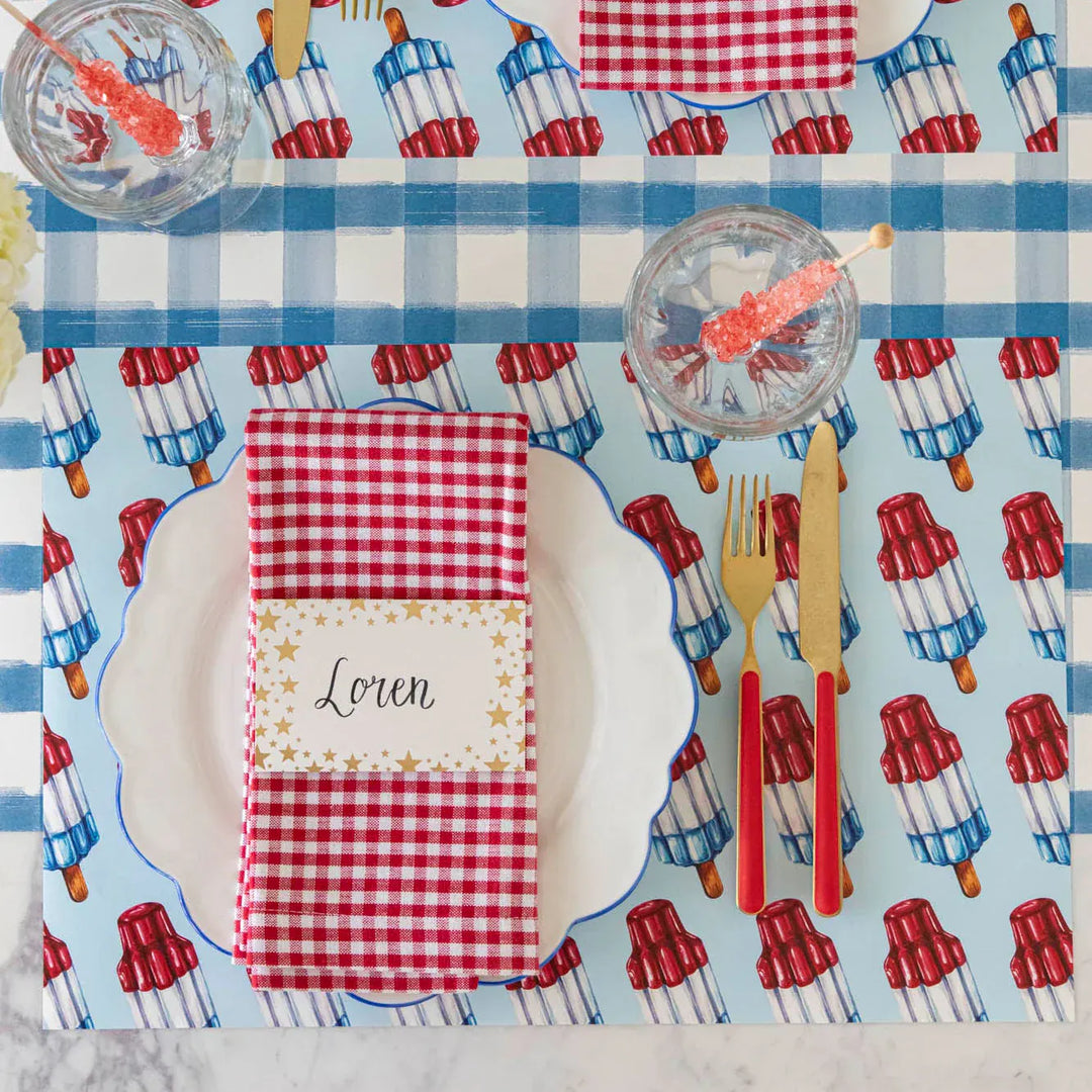Hester & Cook Party Blue Painted Check Runner
