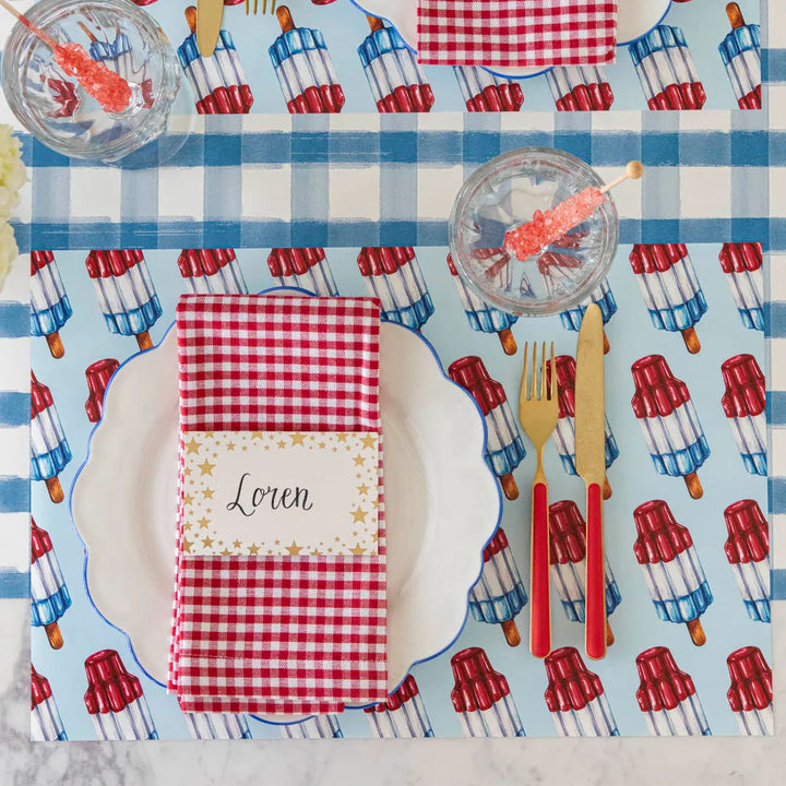 Hester & Cook Party Blue Painted Check Runner