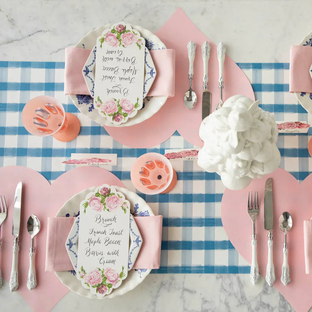 Hester & Cook Party Blue Painted Check Runner