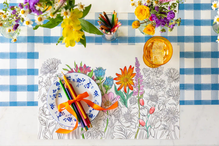 Hester & Cook Party Blue Painted Check Runner