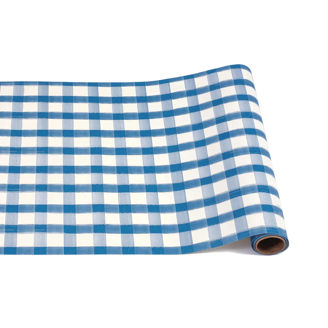 Hester & Cook Party Blue Painted Check Runner