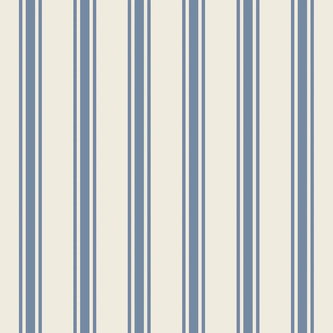 Hester & Cook Party Cornflower Blue Linen Stripe Cocktail Napkins