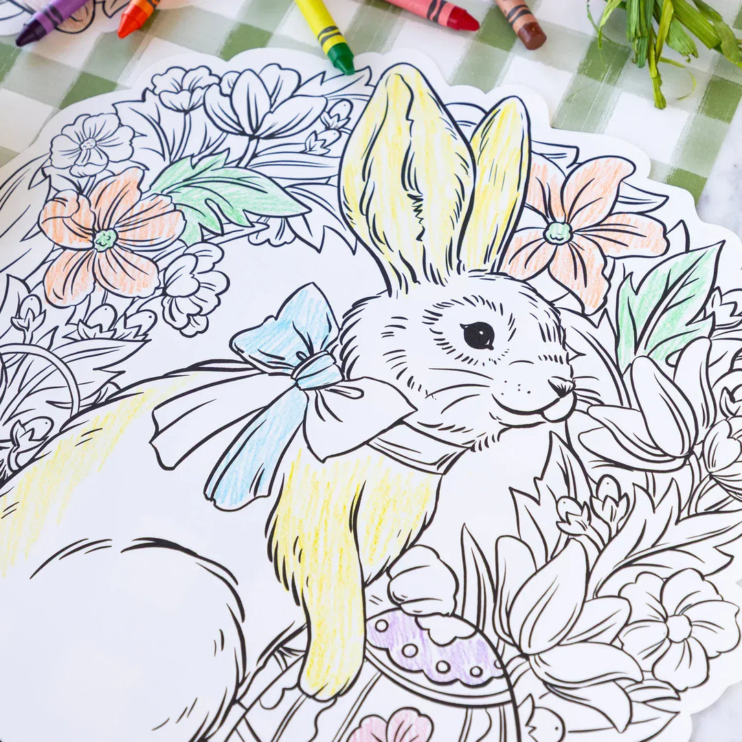Hester & Cook Party Die-cut Coloring Bunny Wreath Placemat