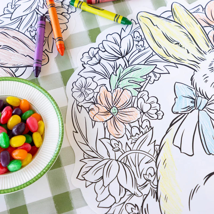 Hester & Cook Party Die-cut Coloring Bunny Wreath Placemat