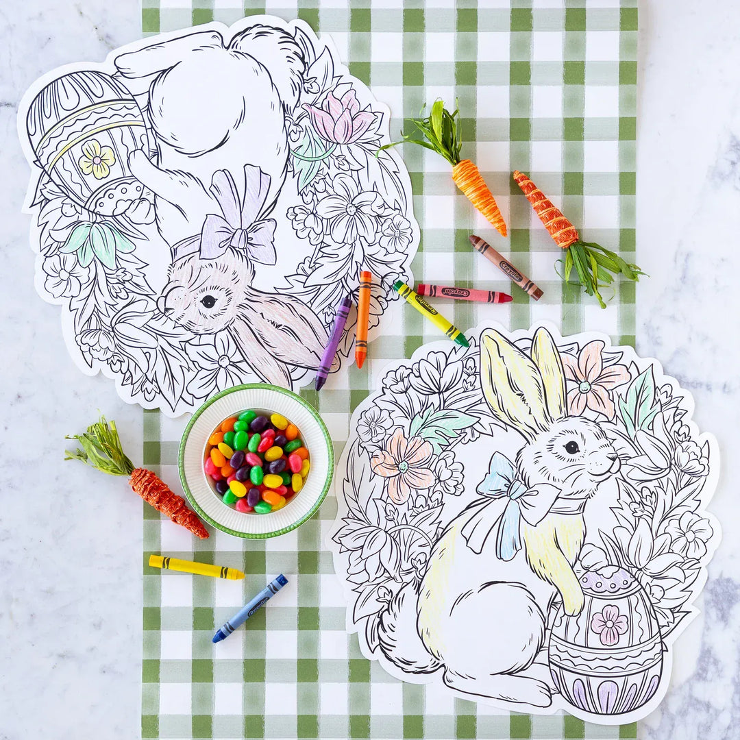 Hester & Cook Party Die-cut Coloring Bunny Wreath Placemat