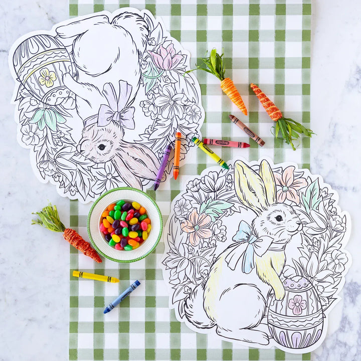 Hester & Cook Party Die-cut Coloring Bunny Wreath Placemat