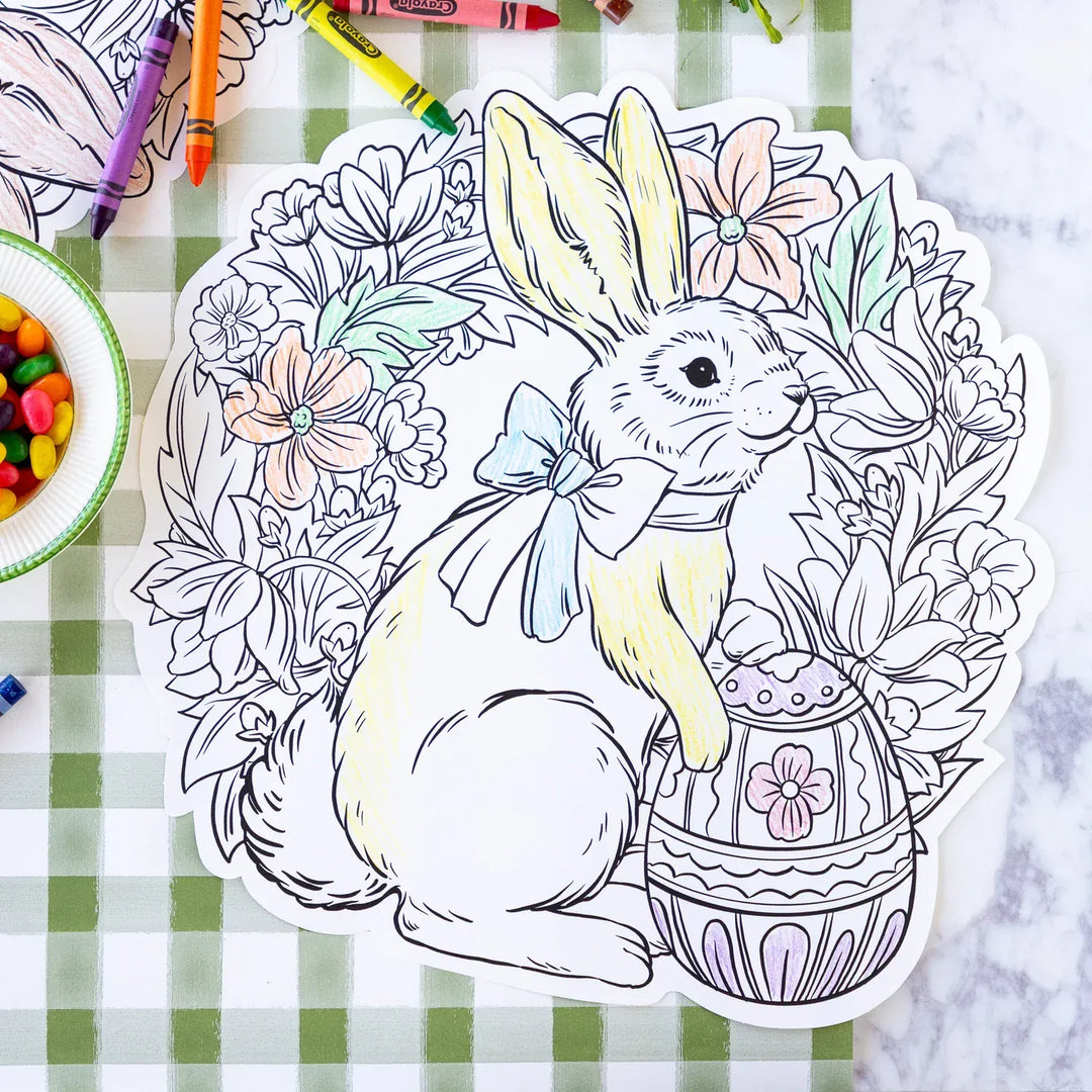 Hester & Cook Party Die-cut Coloring Bunny Wreath Placemat