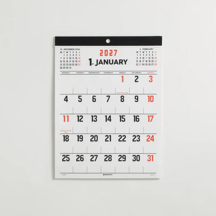 Hightide Paper 2027 Wall Calendar - A4 - Penco