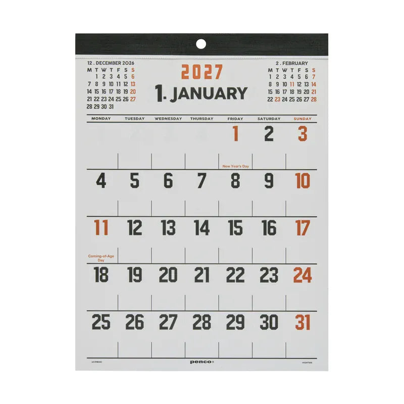 Hightide Paper 2027 Wall Calendar - A4 - Penco
