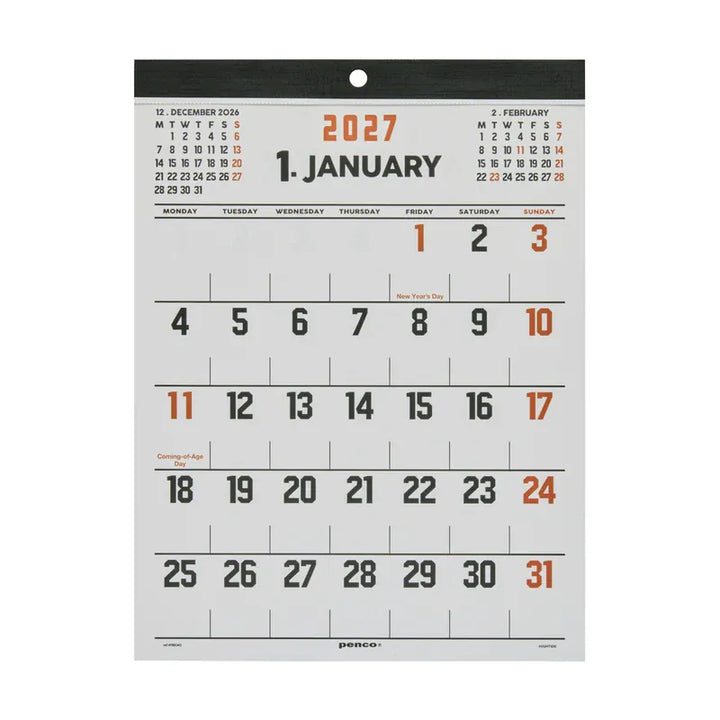 Hightide Paper 2027 Wall Calendar - A4 - Penco