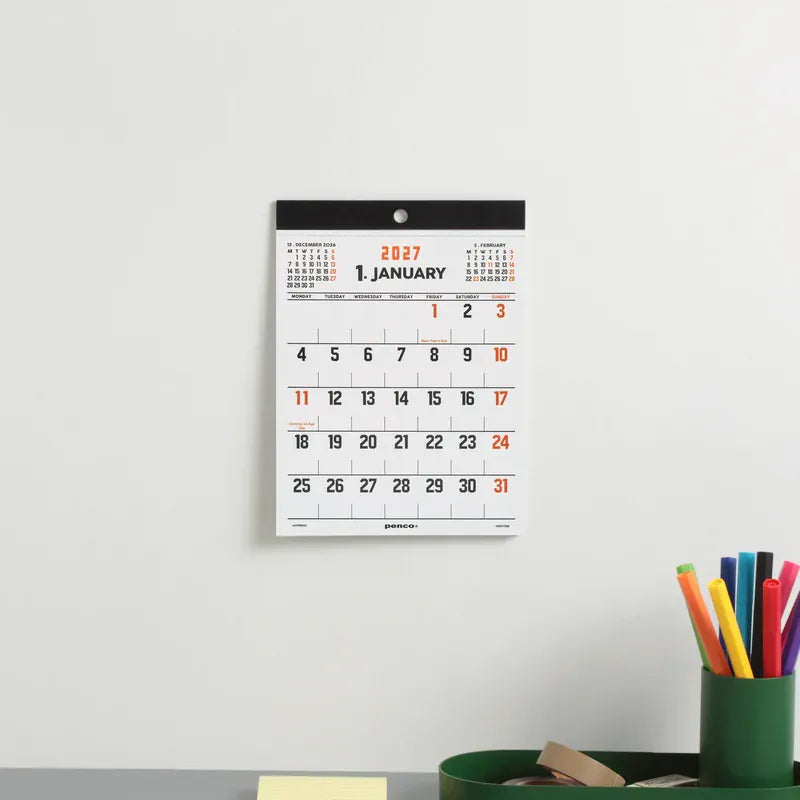 Hightide Paper 2027 Wall Calendar - A5 - Penco