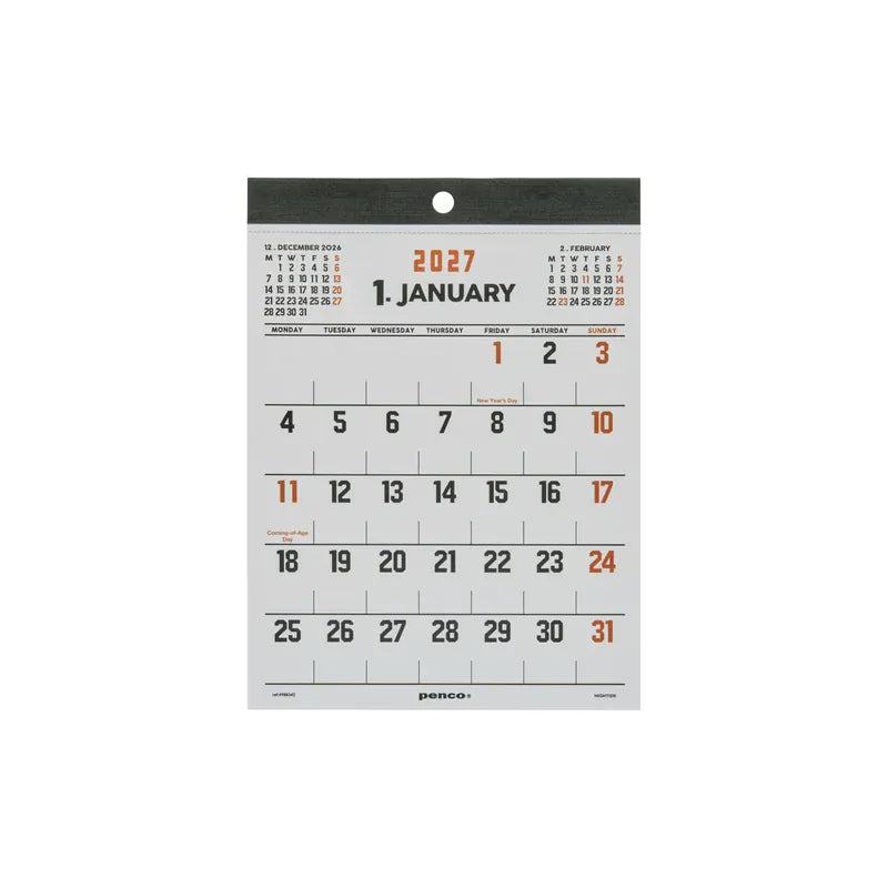 Hightide Paper 2027 Wall Calendar - A5 - Penco