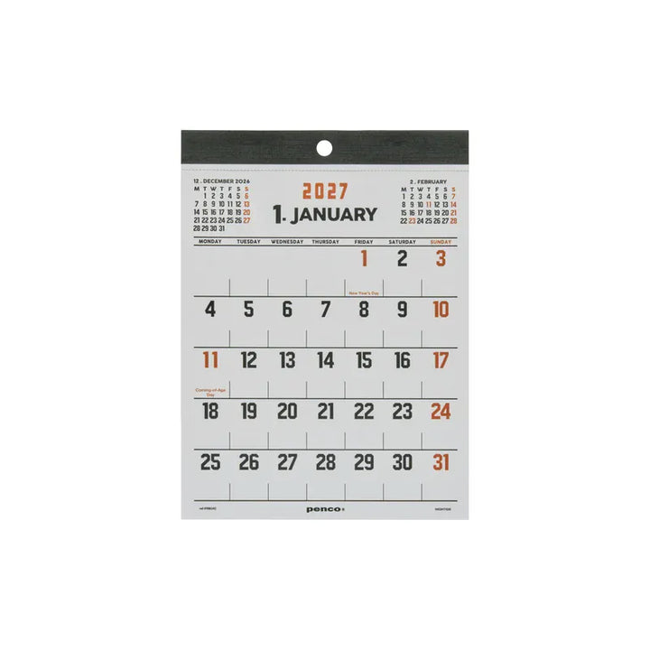 Hightide Paper 2027 Wall Calendar - A5 - Penco