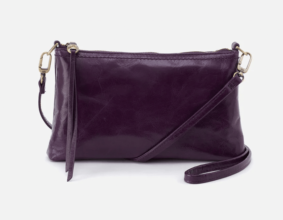 Hobo Darcy Crossbody in Polished Leather - Deep Purple