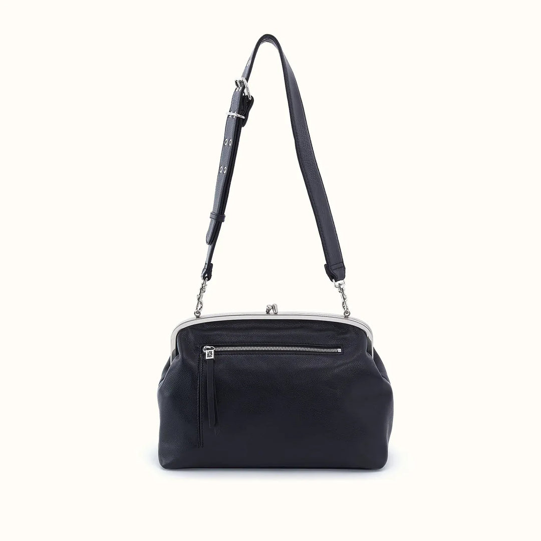 Hobo Fashion Alba Frame Large Shoulder Bag - Pebbled Leather | Black