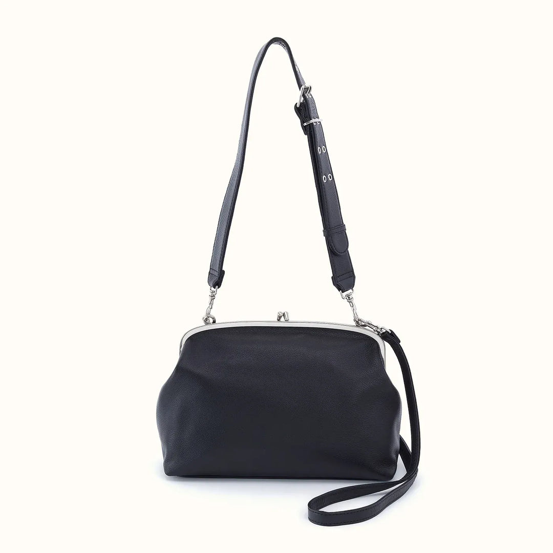Hobo Fashion Alba Frame Large Shoulder Bag - Pebbled Leather | Black