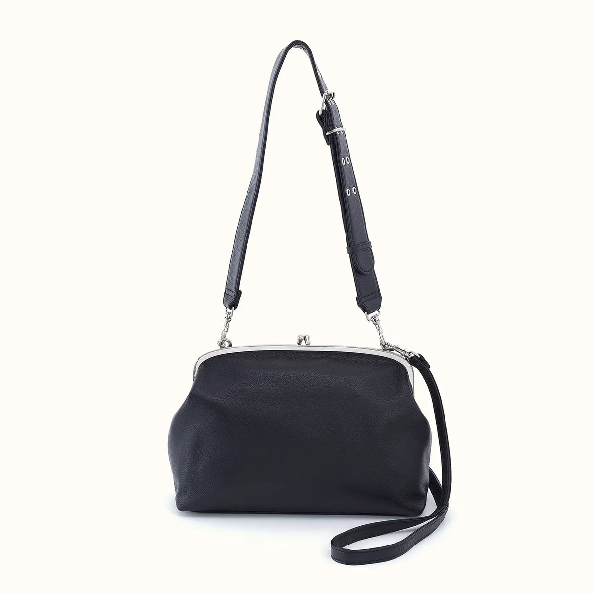 Hobo Fashion Alba Frame Large Shoulder Bag - Pebbled Leather | Black