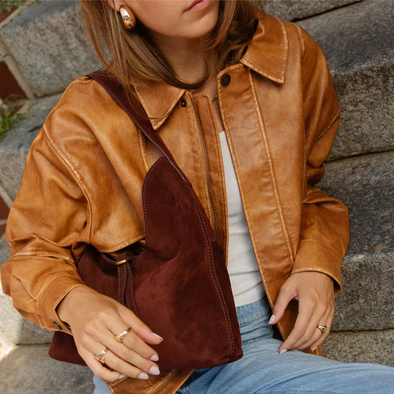 Hobo Fashion Atlas Hobo Bag - Suede Leather | Chocolate