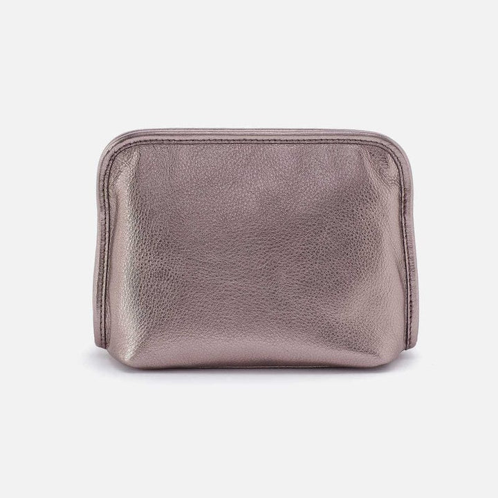 Hobo Fashion Beauty Cosmetic Pouch - Metallic Leather | Pewter Spur