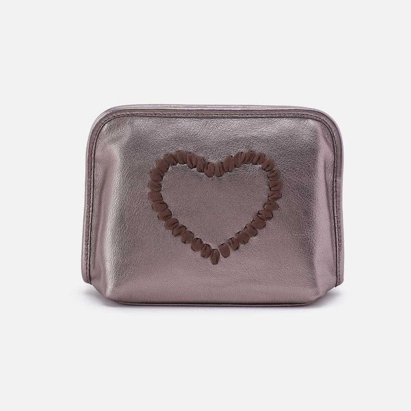 Hobo Fashion Beauty Cosmetic Pouch - Metallic Leather | Pewter Spur