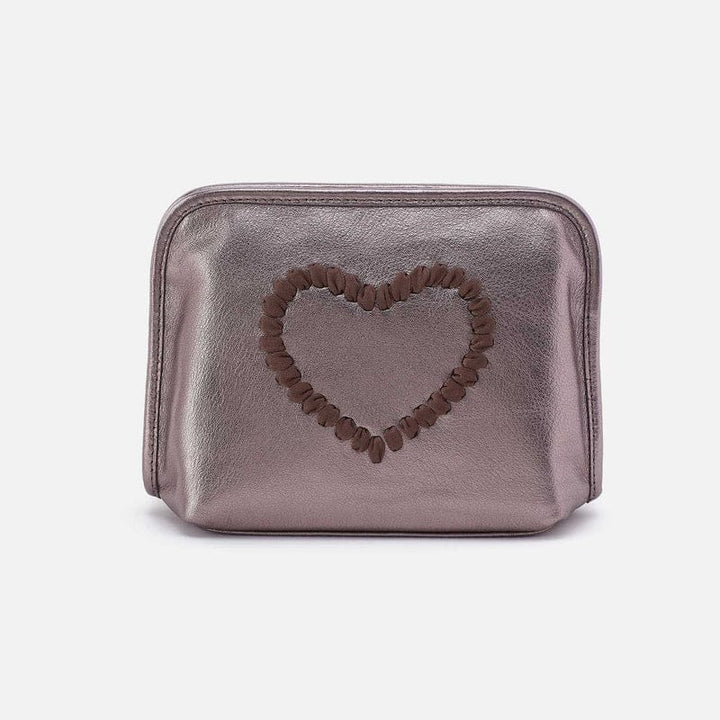 Hobo Fashion Beauty Cosmetic Pouch - Metallic Leather | Pewter Spur