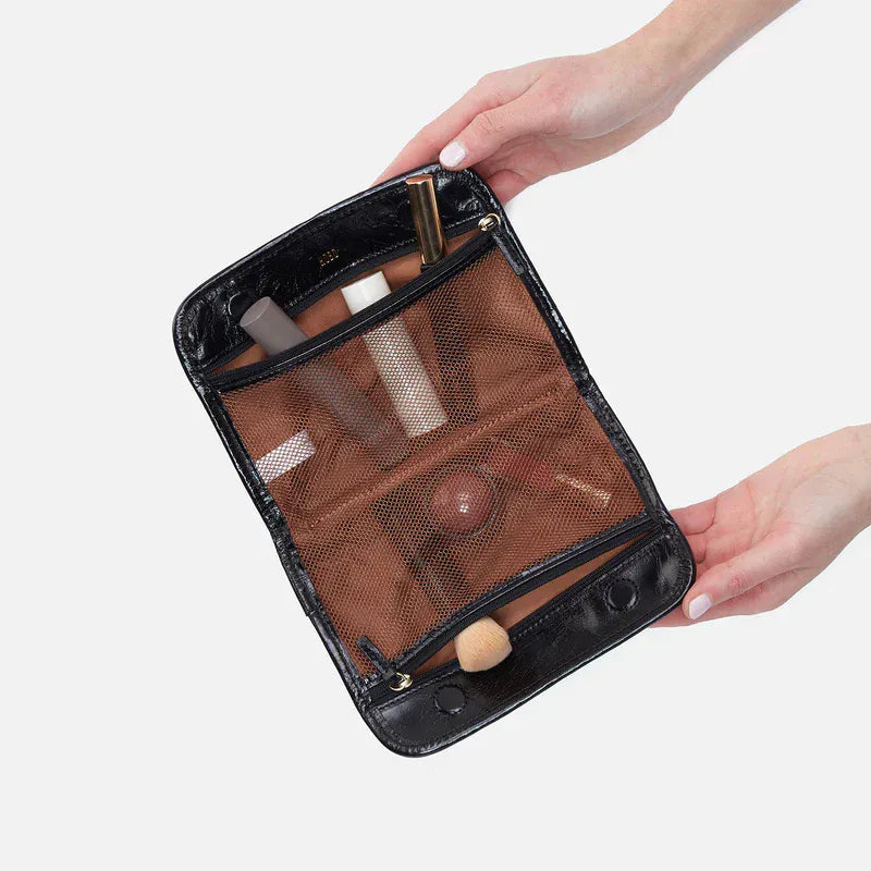 Hobo Fashion Beauty Cosmetic Pouch - Polished Leather | Black