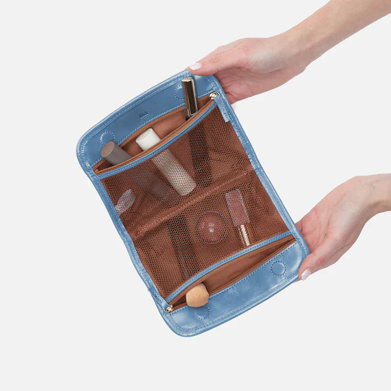 Hobo Fashion Beauty Cosmetic Pouch - Polished Leather | Faded Denim