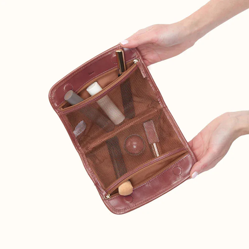 Hobo Fashion Beauty Cosmetic Pouch - Polished Leather | Rosewood