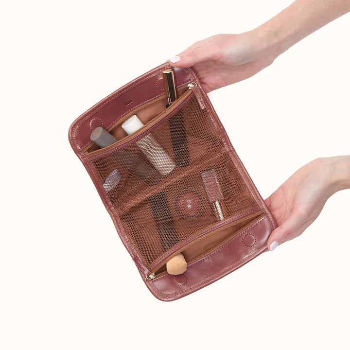 Hobo Fashion Beauty Cosmetic Pouch - Polished Leather | Rosewood