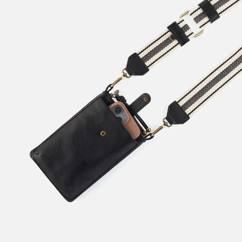 Hobo Fashion Cass Phone Crossbody - Pebbled Leather | Black