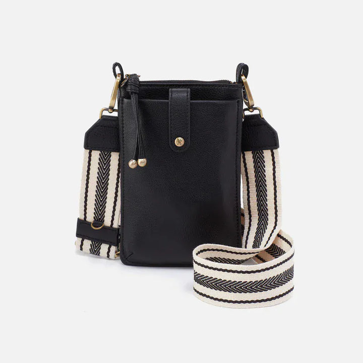 Hobo Fashion Cass Phone Crossbody - Pebbled Leather | Black