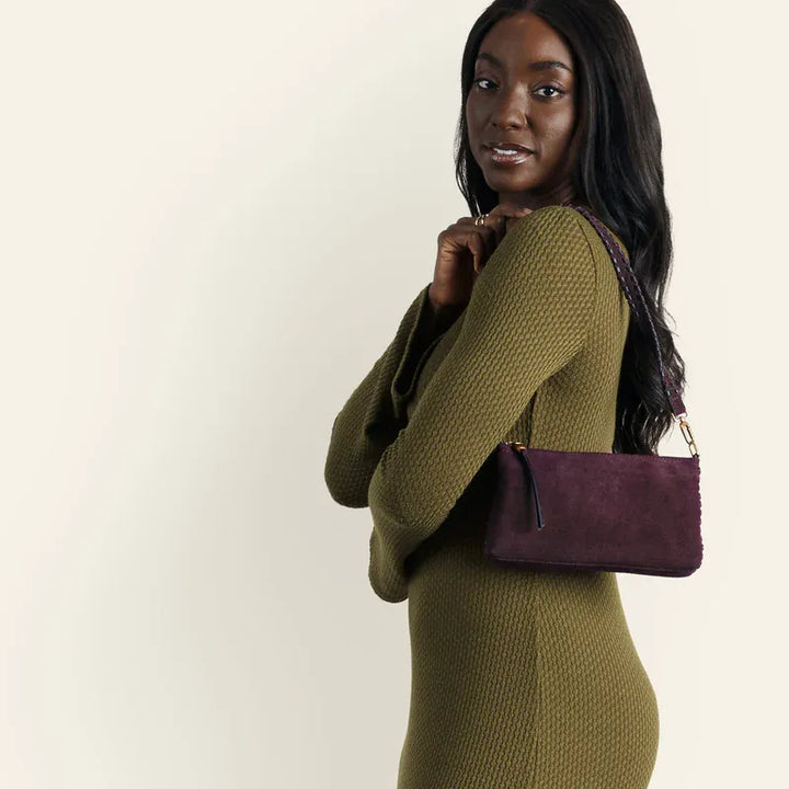 Hobo Fashion Darcy Crossbody - Suede Leather | Dark Cherry
