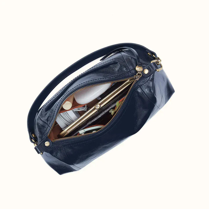 Hobo Fashion Darcy Shoulder Bag - Polished Leather | Ink Navy