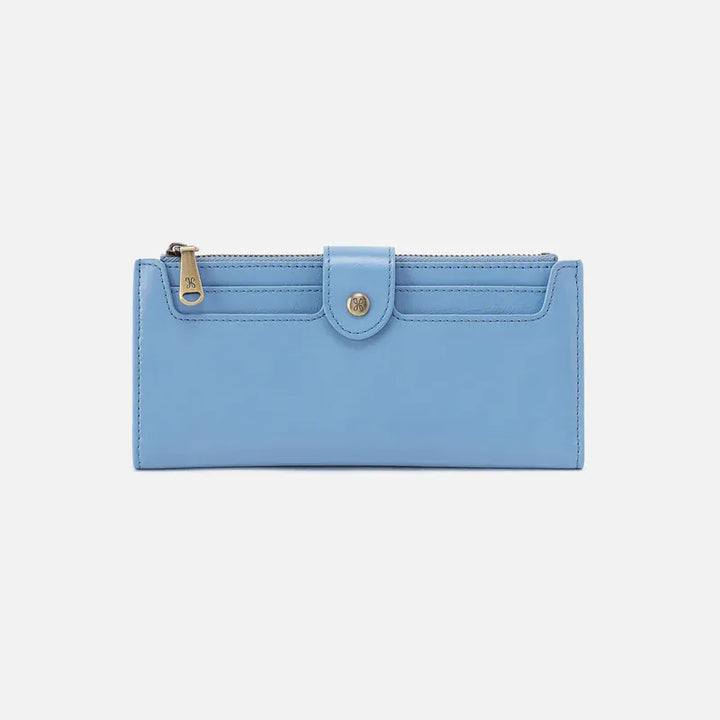 Hobo Fashion Dunn Continental Wallet - Polished Leather | Faded Denim