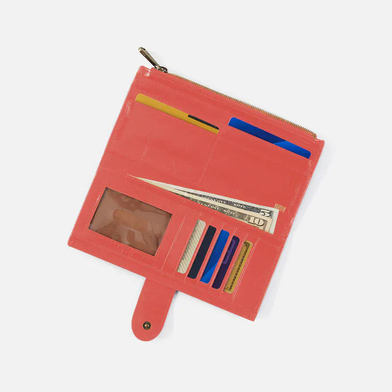 Hobo Fashion Dunn Continental Wallet - Polished Leather | Pink Mirage