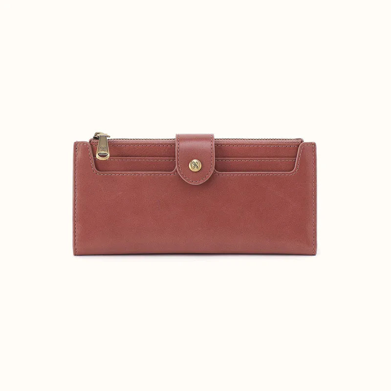 Hobo Fashion Dunn Continental Wallet - Polished Leather | Rosewood