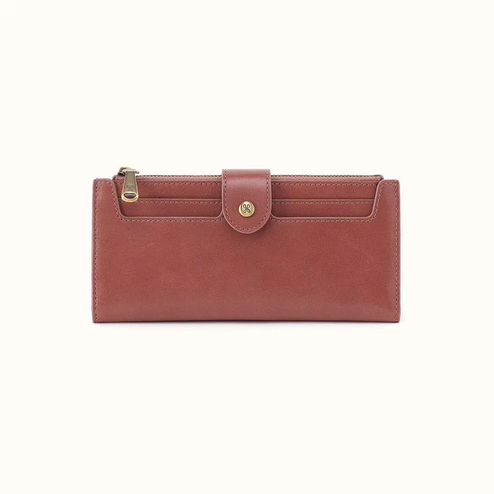 Hobo Fashion Dunn Continental Wallet - Polished Leather | Rosewood