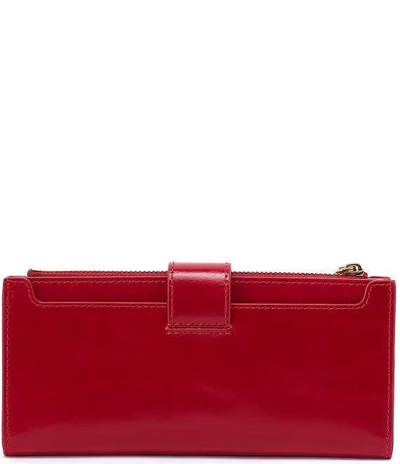 Hobo Fashion Dunn Continental Wallet - Polished Leather | True Red