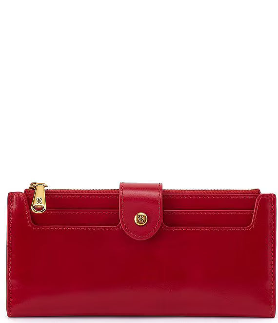 Hobo Fashion Dunn Continental Wallet - Polished Leather | True Red