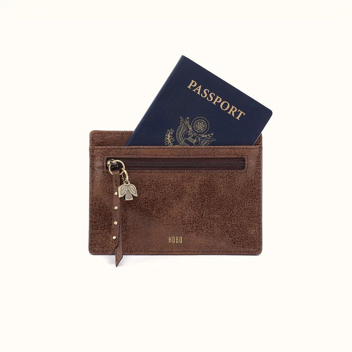 Hobo Fashion Euro Slide Card Case - Buffed Leather | Mocha