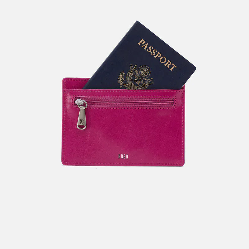 Hobo Fashion Euro Slide Card Case - Polished Leather | Cactus Flower