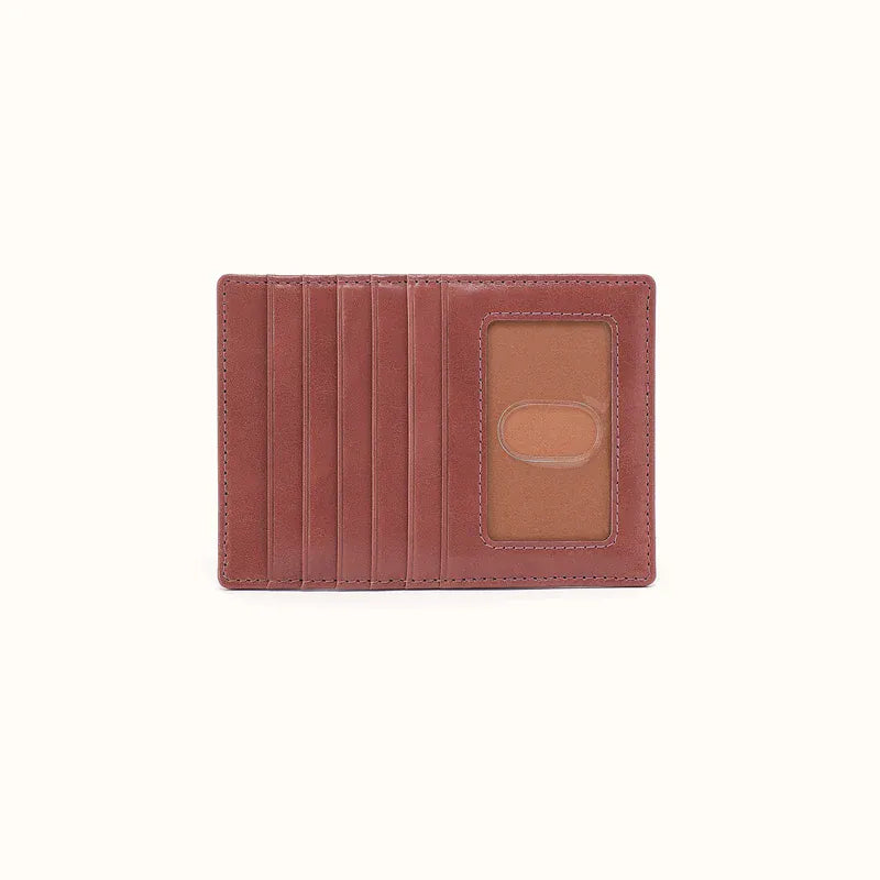 Hobo Fashion Euro Slide Card Case - Polished Leather | Rosewood