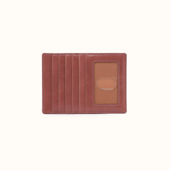 Hobo Fashion Euro Slide Card Case - Polished Leather | Rosewood