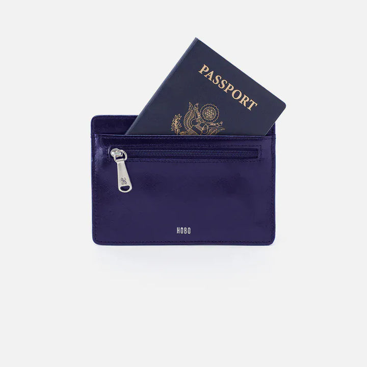 Hobo Fashion Euro Slide Card Case - Polished Leather | Winter Violet