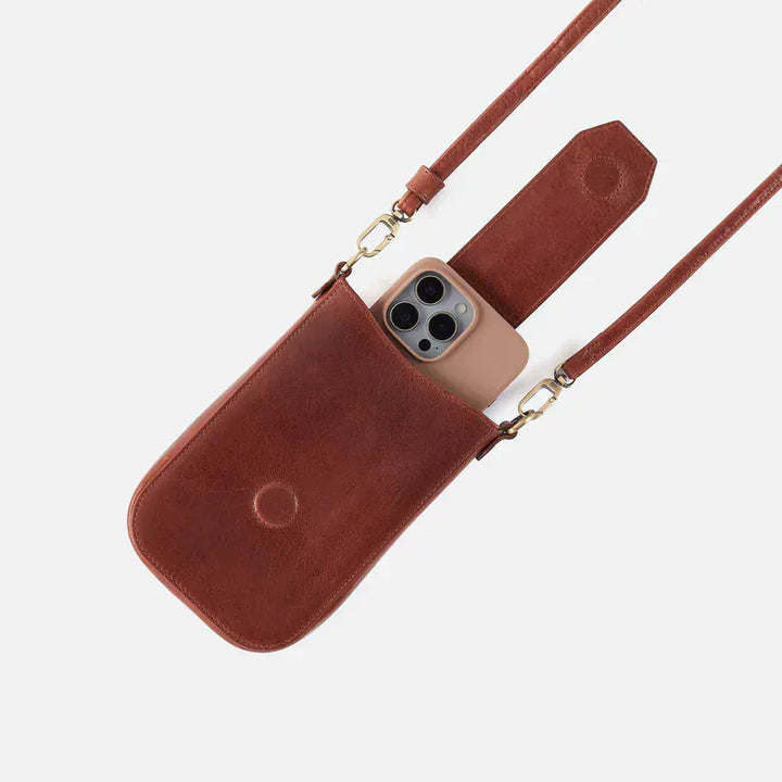 Hobo Fashion Expedition Phone Crossbody - Patina Leather | Pecan Ridge